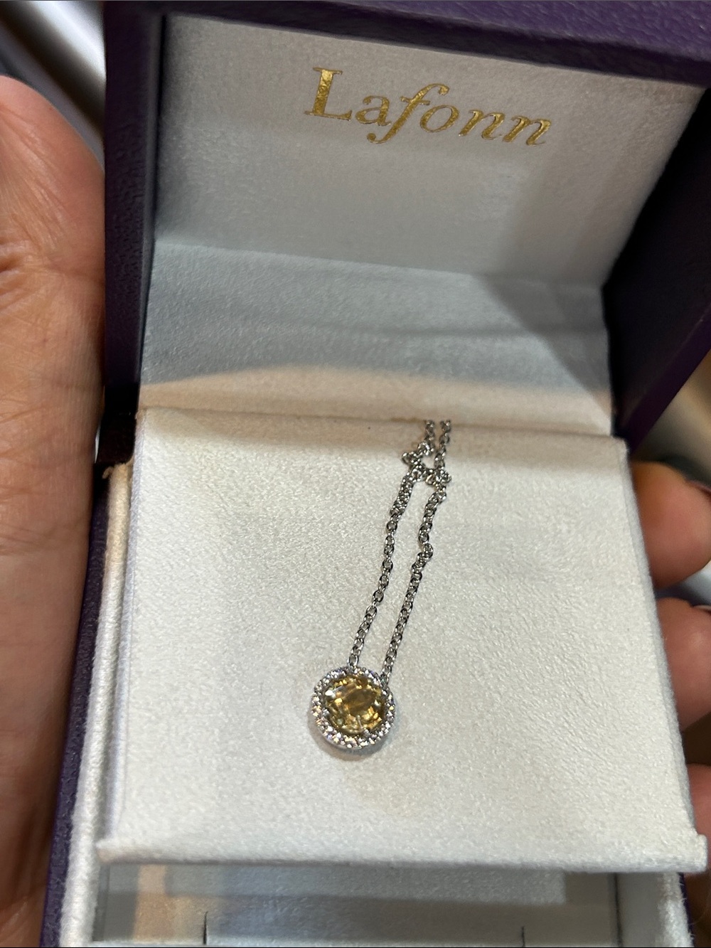Yellow Halo Pendant Necklace in sterling Silver lafonn